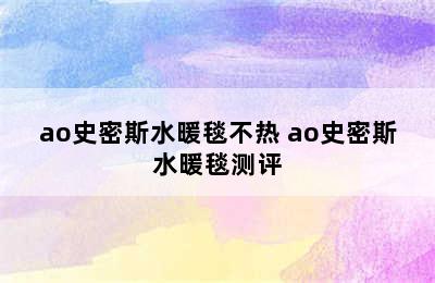 ao史密斯水暖毯不热 ao史密斯水暖毯测评